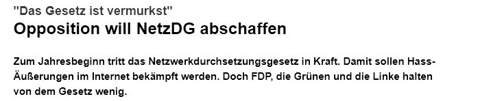 n-tv - Opposition will NetzDG abschaffen