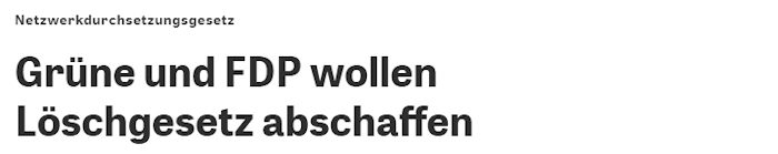 Zeit - Grüne und FDP wollen Löschgesetz abschaffen