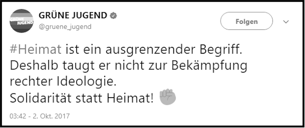 Tweet Grüne Jugend zur Heimat