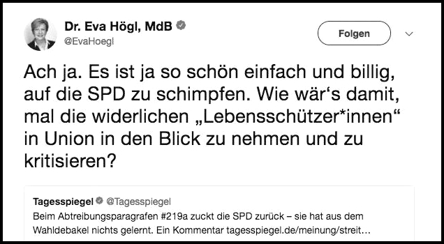 Eva Högl Tweet widerlich