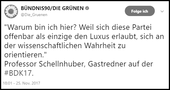 Twitter: Bündnis90/Die Grünen orientieren sich als einzige an wissenschaftlicher Wahrheit